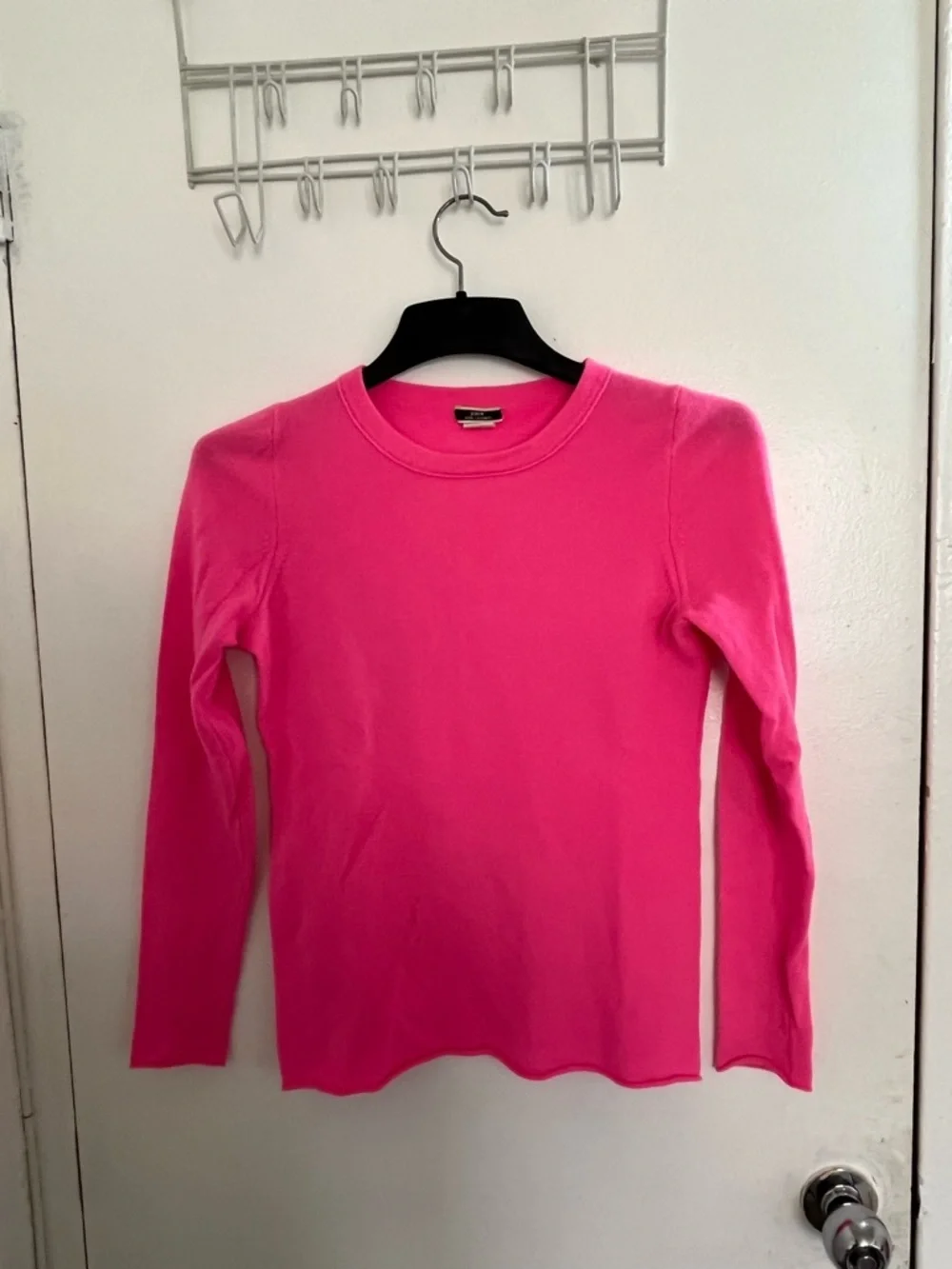 J. Crew Bright Pink Cashmere Crewneck Sweater.